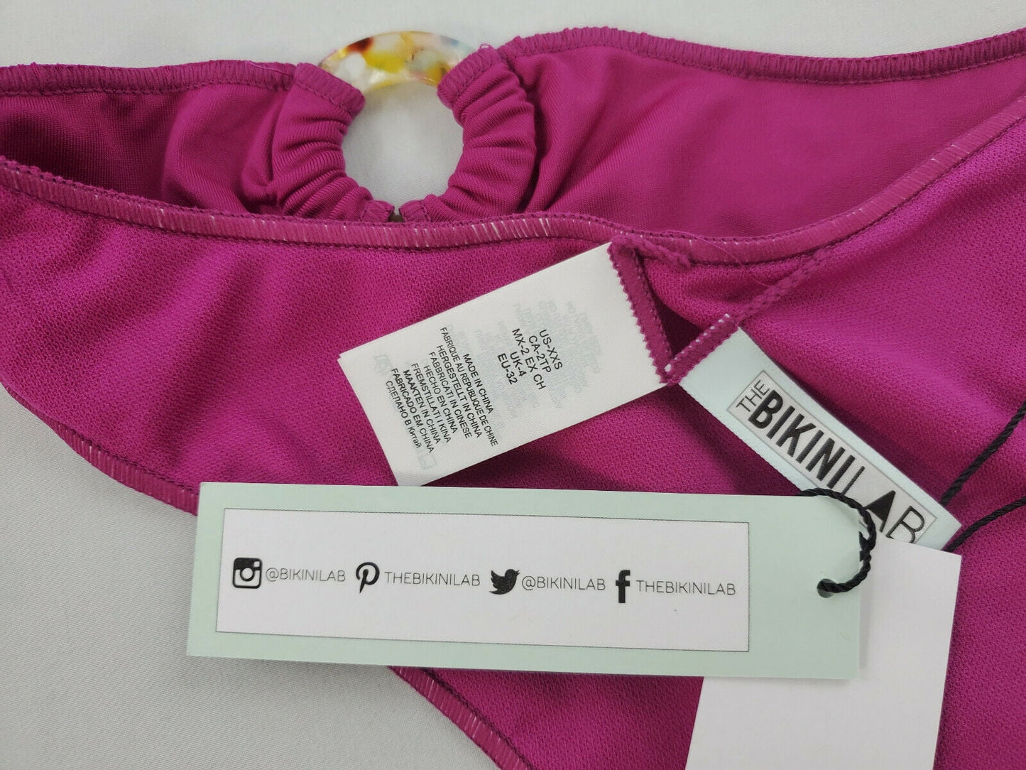 new THE BIKINI LAB women swimwear swimming bottom BL0R192 RAS magenta sz XXS $78