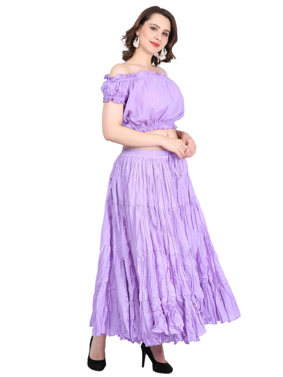 Wevez Women's American 40 Inch Cotton Tribal Skirt(Lilac)