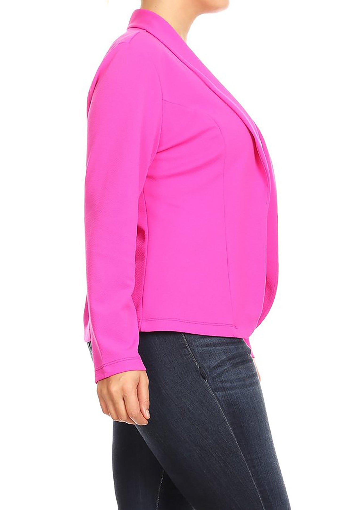 MOA COLLECTION Women's Plus Size Long Sleeve Open Front Blazer for Office and Casual Wear