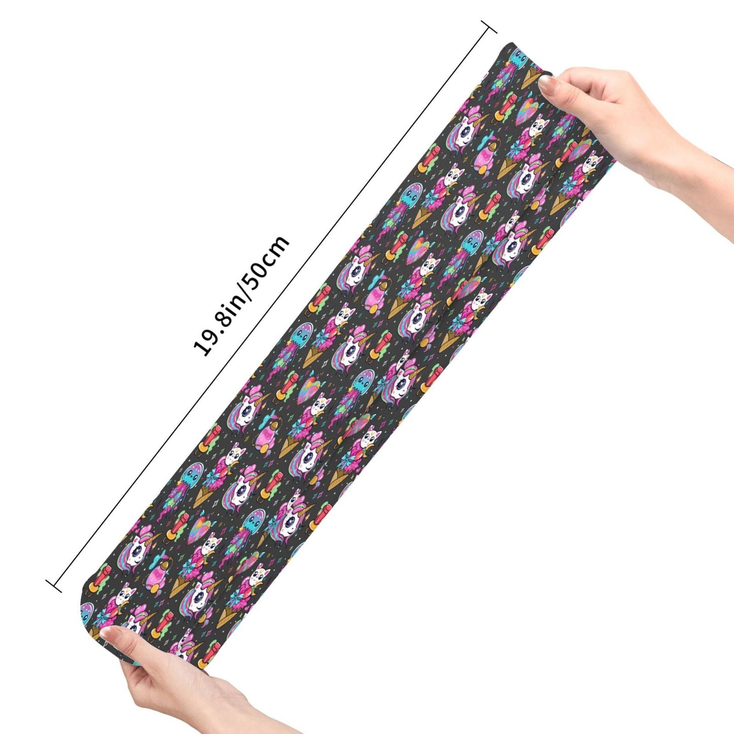 Sikiie Rainbow Unicorn And Cat Icecream High Stockings Women Thigh High Stockings Over Knee Long Stockings-One Size