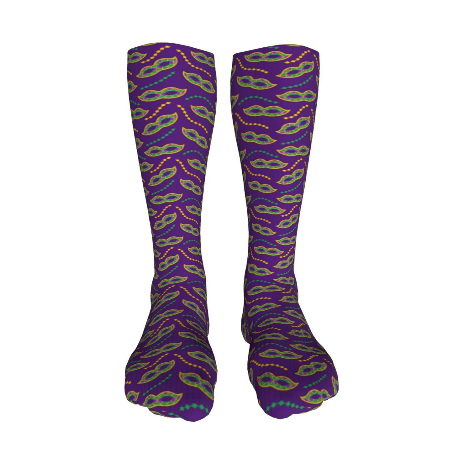 Sikiie Carnival Masks and Beads High Stockings Women Thigh High Stockings Over Knee Long Stockings-One Size