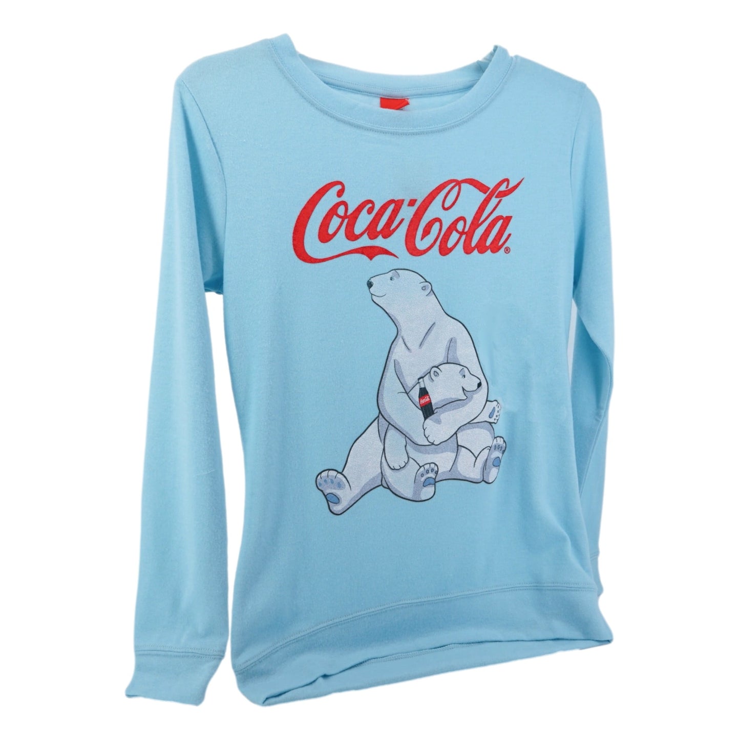 Coca-Cola Brushed Fleece Sweatshirt Women's Tunic Length XXL Crystal Blue Long Sleeve