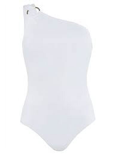 Michael Kors Swimwear Women's Standard Solid Logo Ring Shoulder One Piece, White