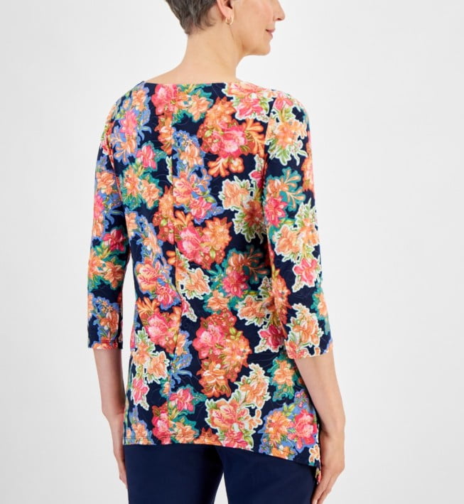 JM Collection Women's Glorious Garden Jacquard Swing Top Petite Size PM