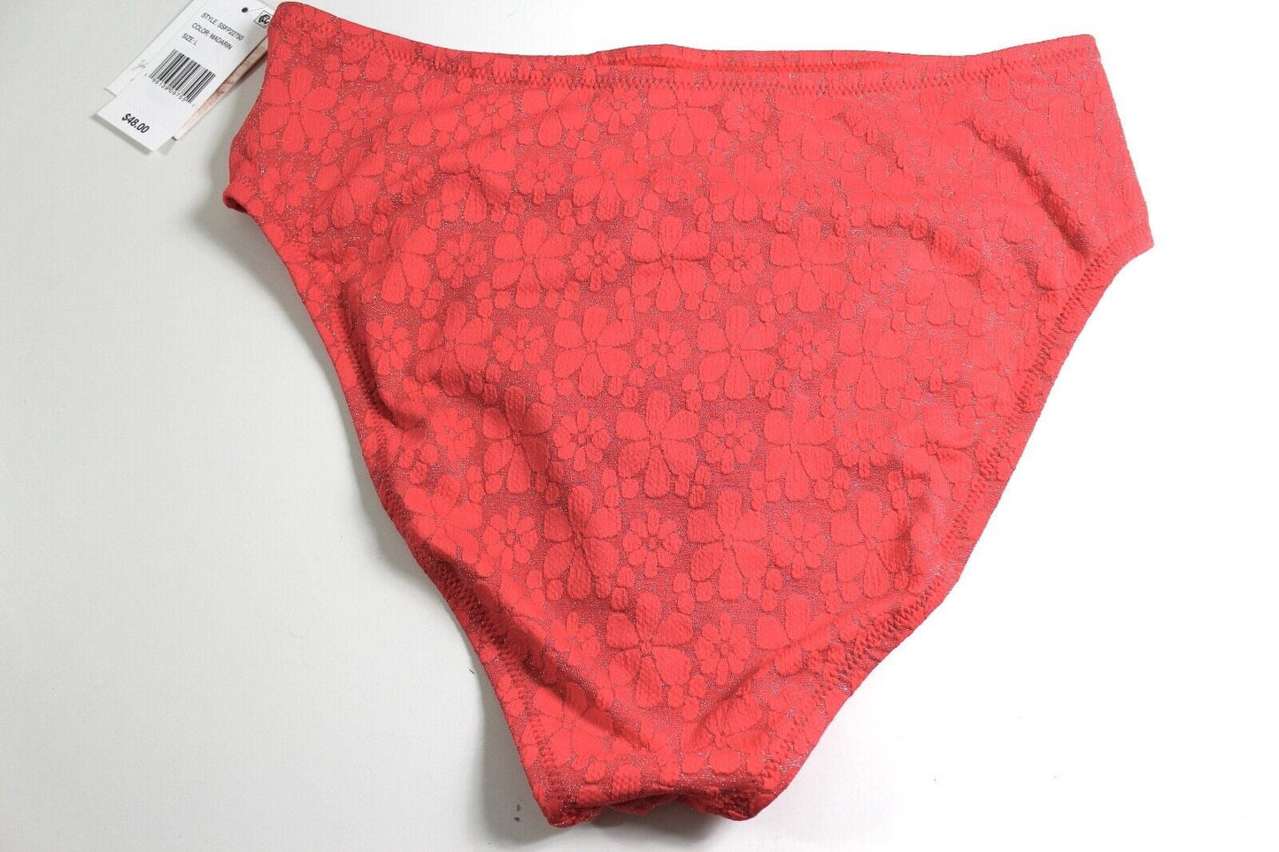 Jessica Simpson Women's Flower Power Printed High Waist Bikini Bottoms Swimsuit Orange Size Small