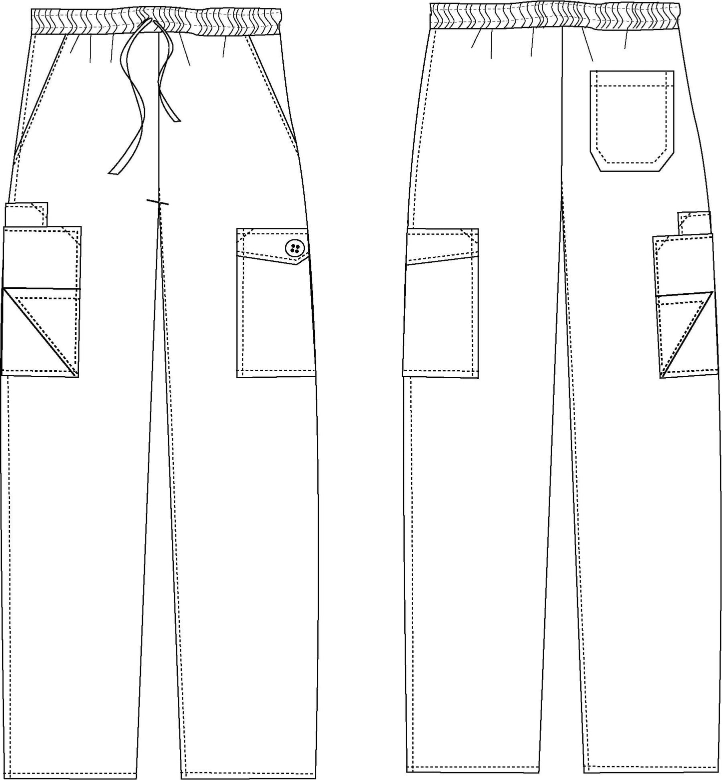 MAZEL UNIFORMS UNISEX ELASTIC WAIST SCRUB PANTS WITH CARGO POCKETS- REGULAR + PETITE + TALL