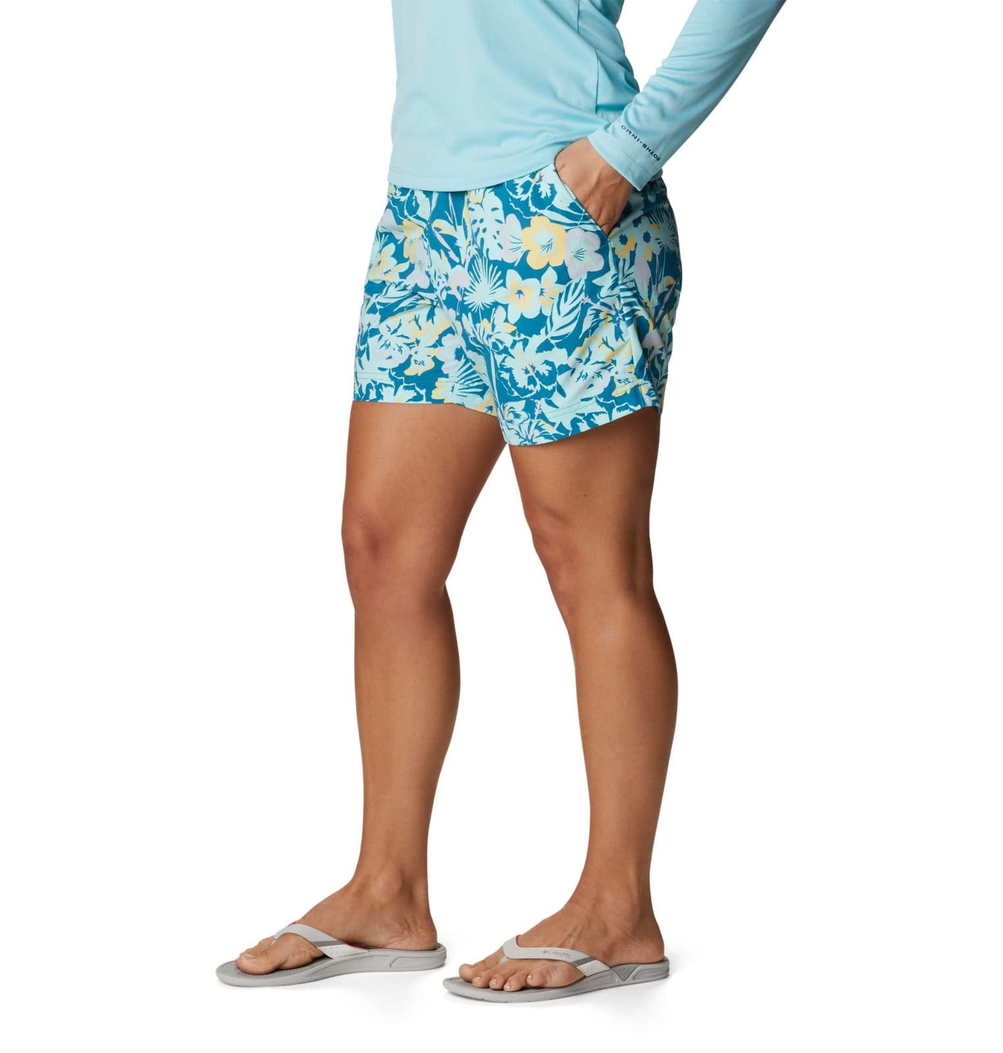 Columbia Women's Super Backcast Water Short, Deep Marine/Flourish Print, Small