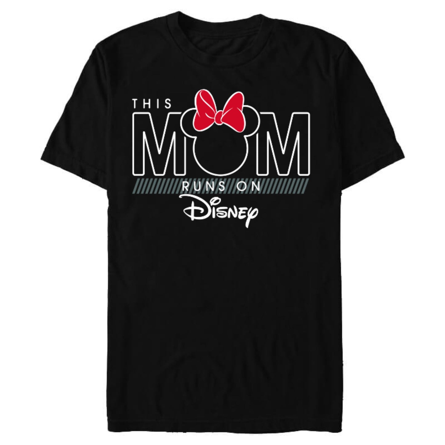 Disney Minnie Mouse This Mom Runs on Disney - Short Sleeve Blended T-Shirt for Adults- Customized-Black