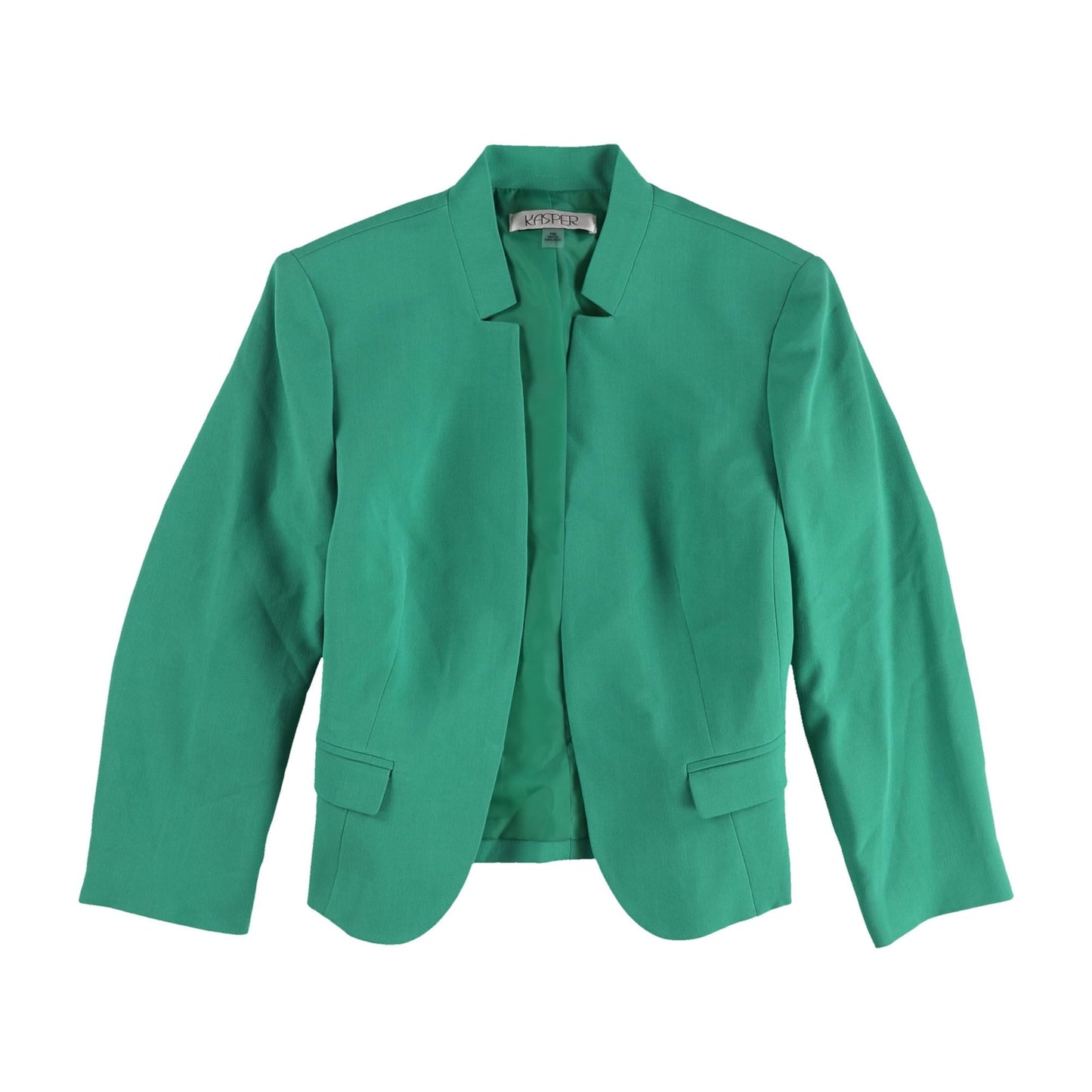 Kasper Womens Notched Collar Blazer Jacket, Green, Petite, PM