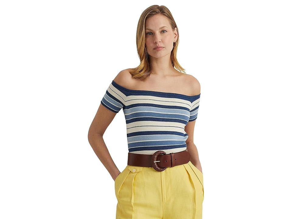 Lauren Ralph Lauren Womens Striped Off-The-Should Multi XL