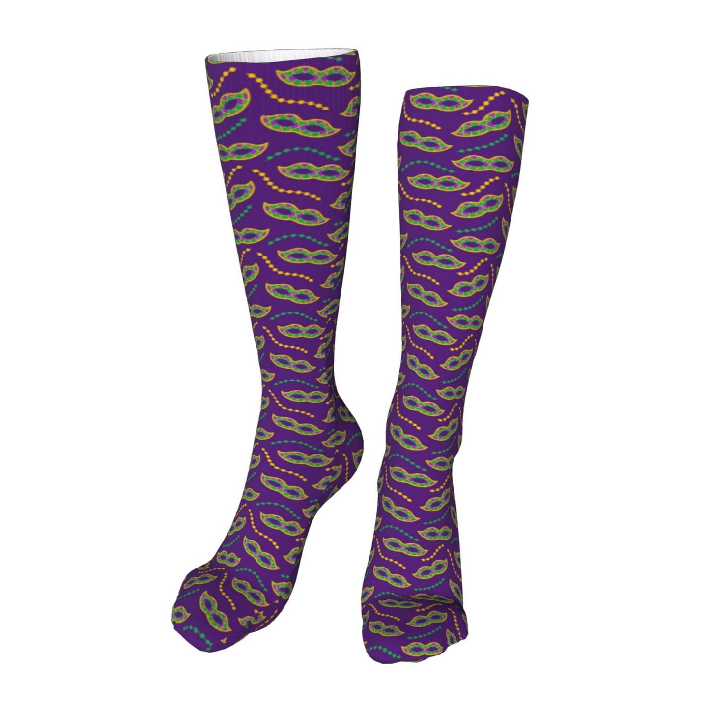 Sikiie Carnival Masks and Beads High Stockings Women Thigh High Stockings Over Knee Long Stockings-One Size