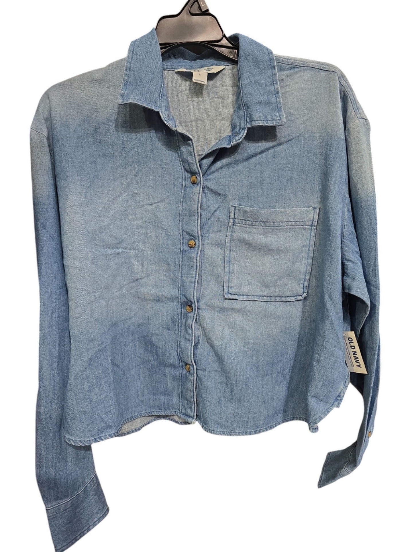 Old Navy Women's Cropped Classic Button-Down Jean Shirt, XL