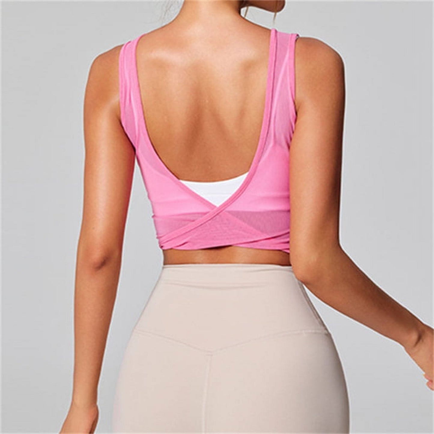 Women Mesh Yoga Shirt Sexy Short Sleeve T-Shirt Sport Top Blouse Cover Up Quick Dry Gym Clothes Running Fitness Tank Sportwear