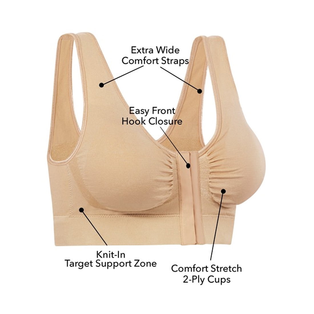As Seen on TV - Miracle Bamboo Comfort Bra Deluxe Seamless Front Closure - 2XL (40”–42”)- Set of 3