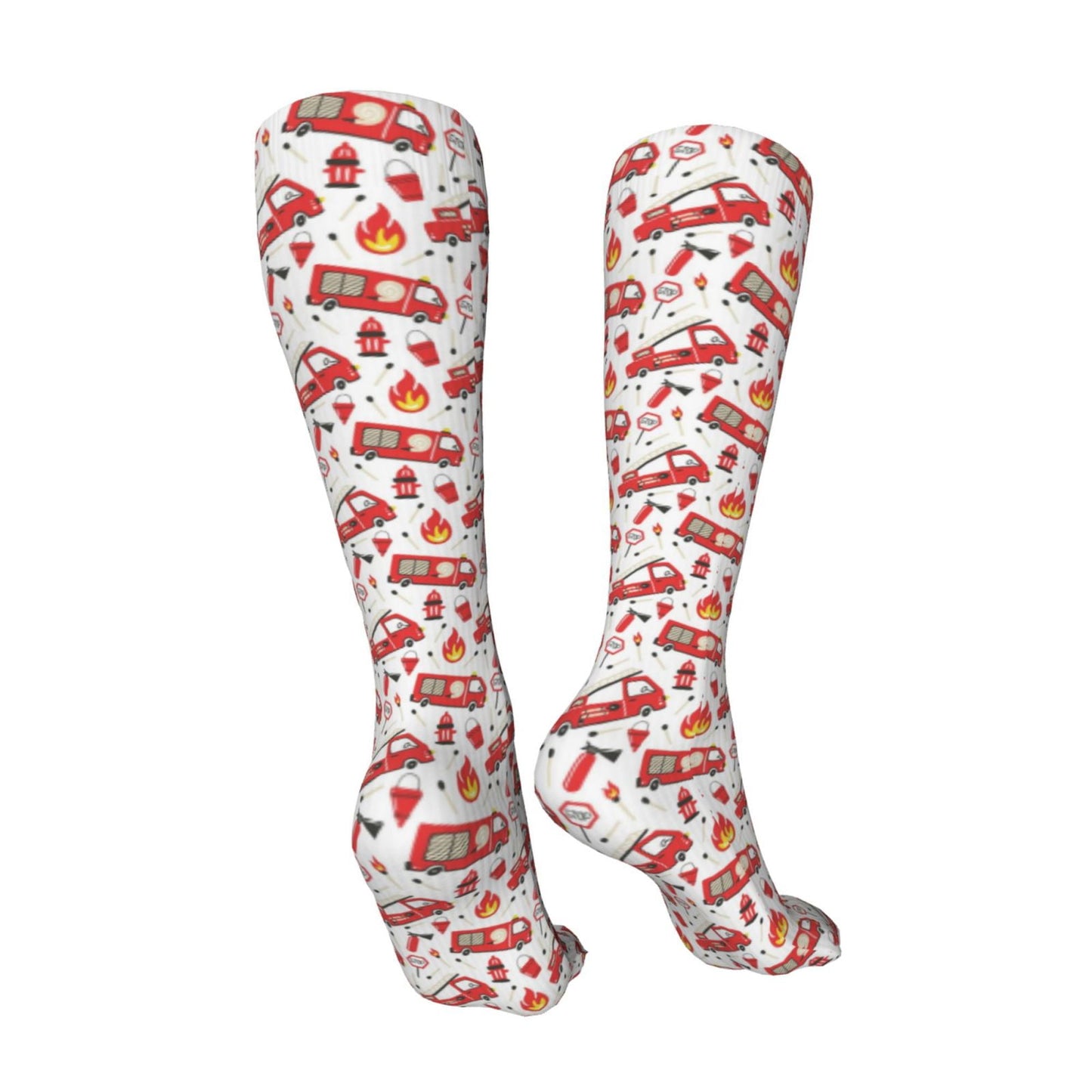 Sikiie Fire Truck High Stockings Women Thigh High Stockings Over Knee Long Stockings-One Size