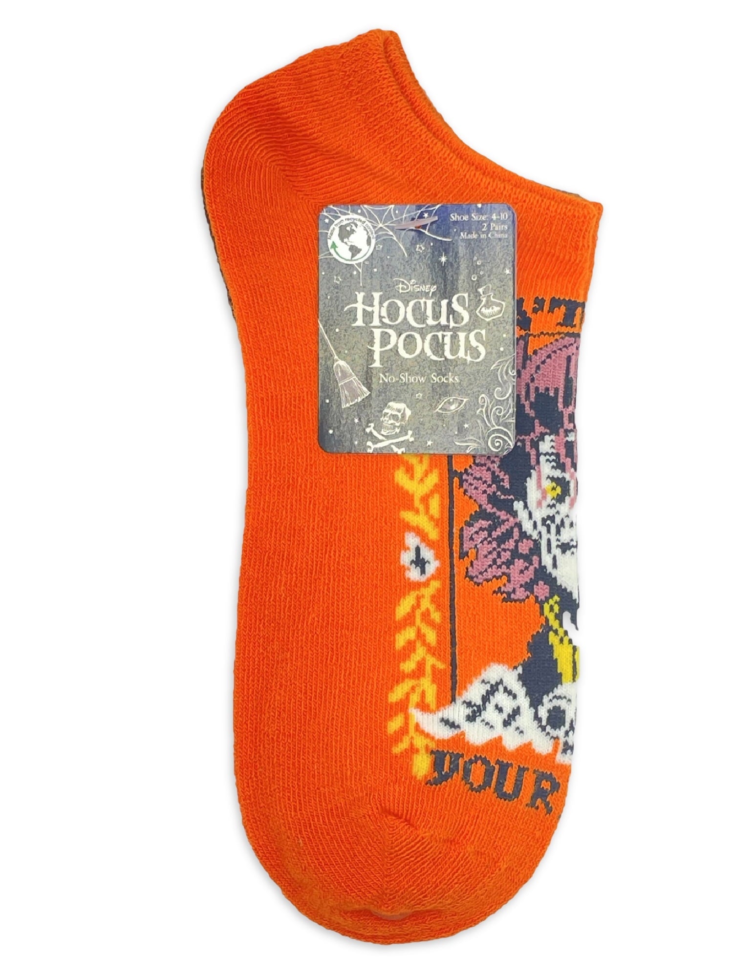 Hocus Pocus Women's Halloween No-Show Socks, 2-Pack, Size 4-10
