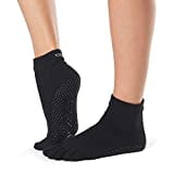 toesox Low Rise Full Toe Grip Socks Non-Slip Pilates Socks for Women and Men, Barre & Yoga Toe Socks, Anti Skid Ankle Socks Black Medium