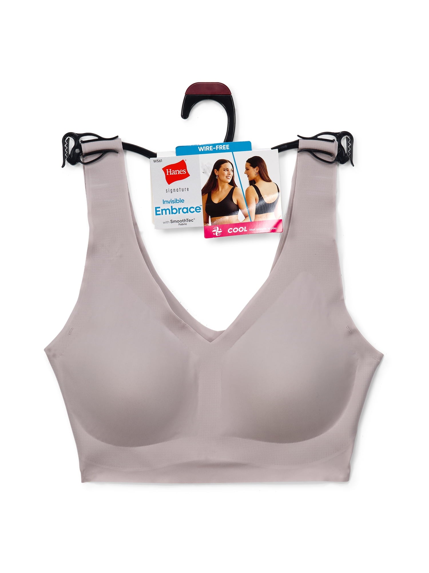 Hanes Womens Bralette, Invisible Embrace Pullover Bralette, Moisture-Wicking T-Shirt Bra