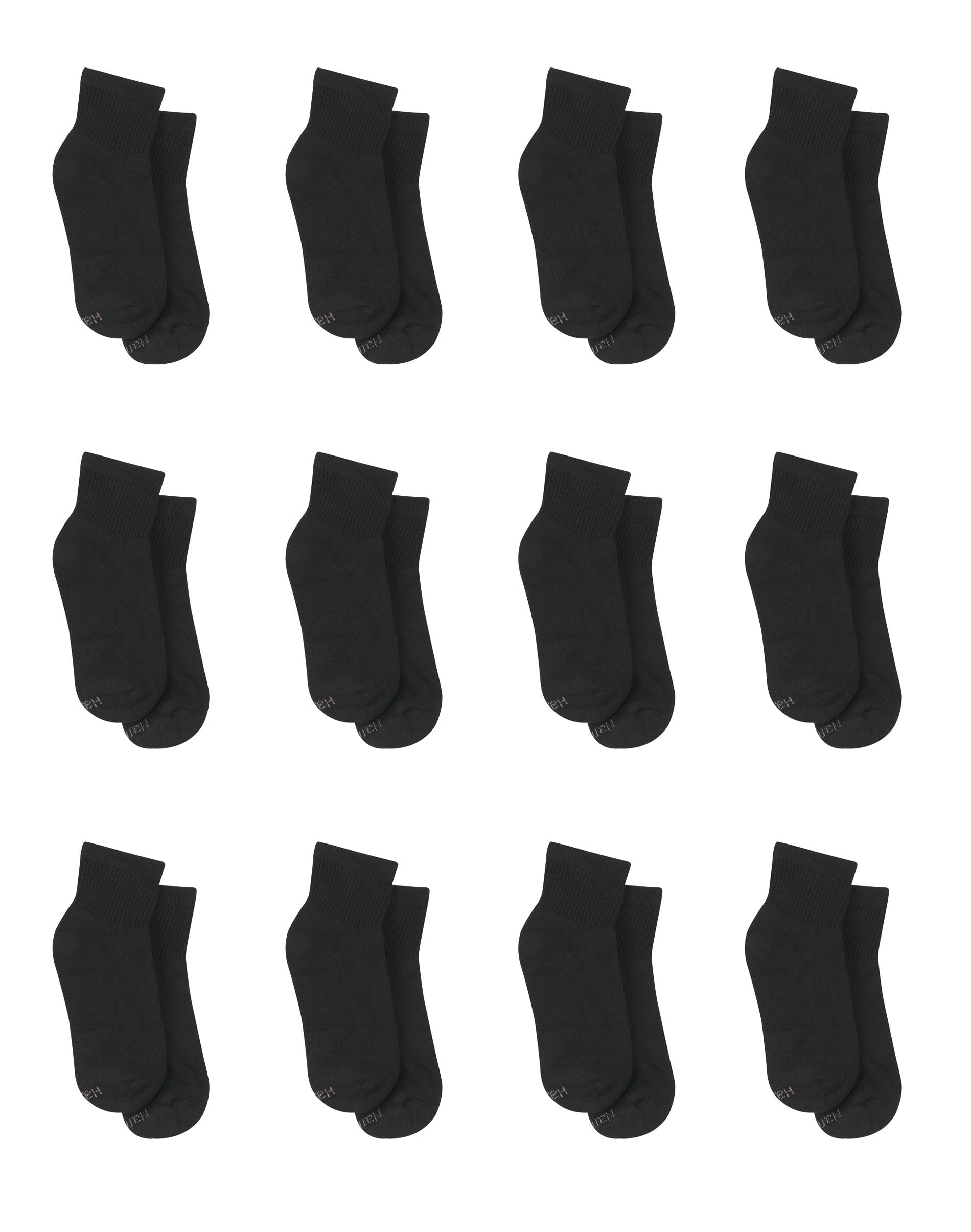 Hanes Women's Athletic Ankle Socks, Full Sole Cushion, 10-Pairs Black 5-9
