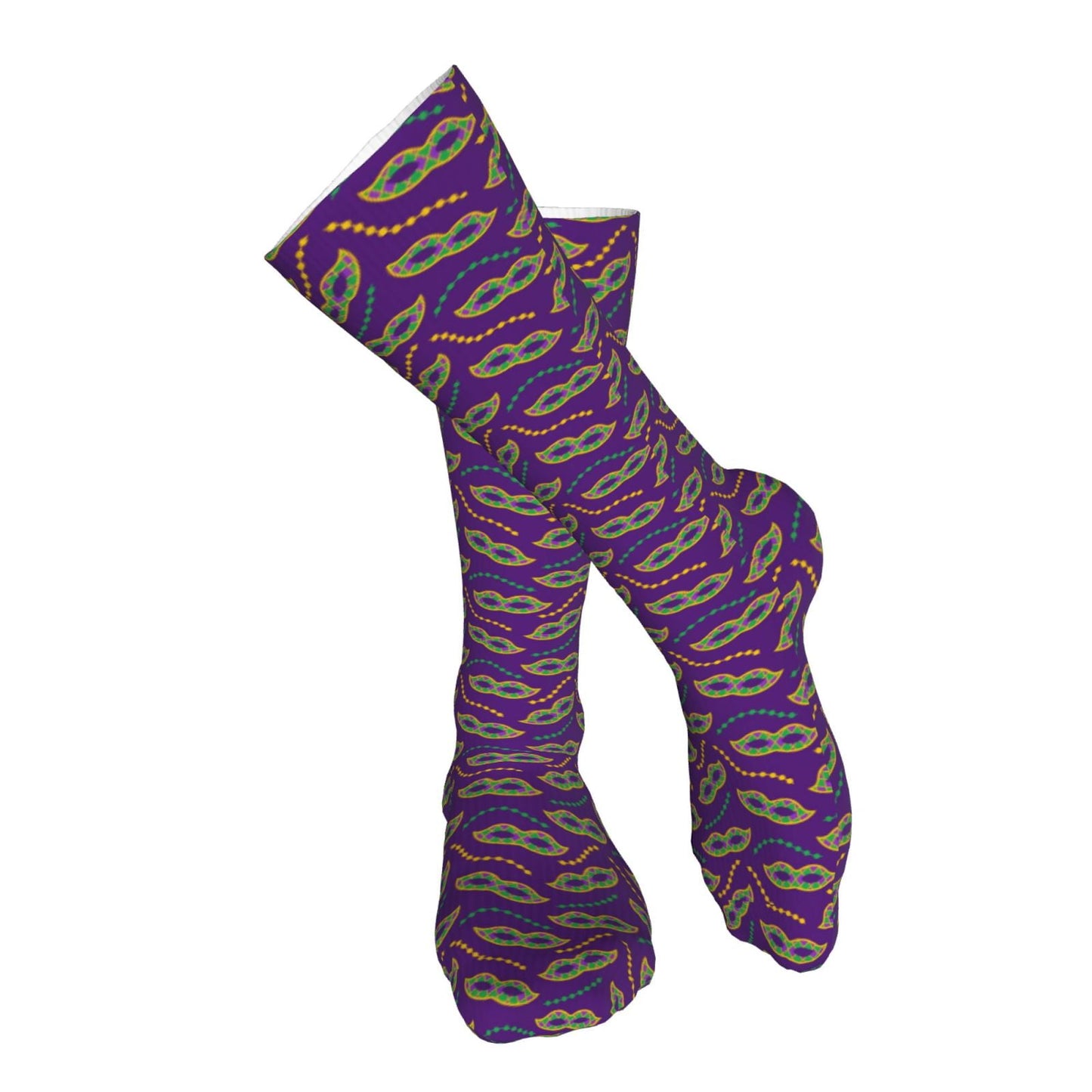 Sikiie Carnival Masks and Beads High Stockings Women Thigh High Stockings Over Knee Long Stockings-One Size