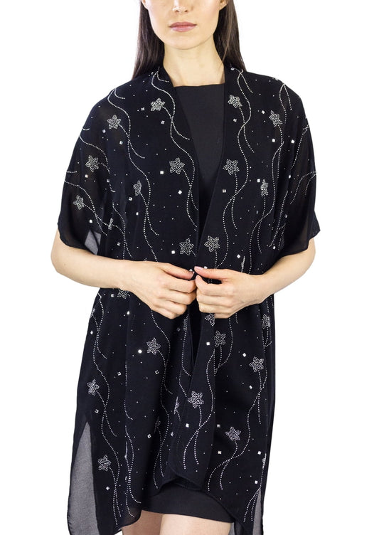 AW ITEMS Falling Star Stones/Studs Kimono Blouses & Tops, Women's