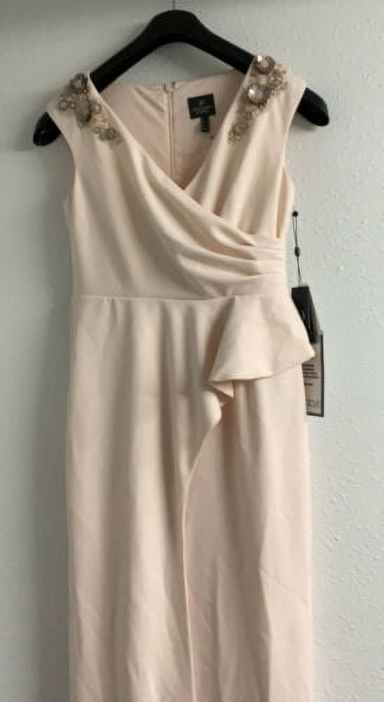 ADRIANNA PAPELL Womens Pink Embellished Sleeveless V Neck Maxi Formal Shift Dress 6