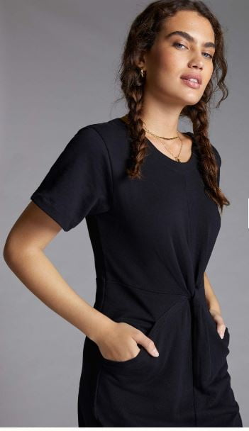 Daily Practice by Anthropologie Twist-Front Midi Dress, Black, XS