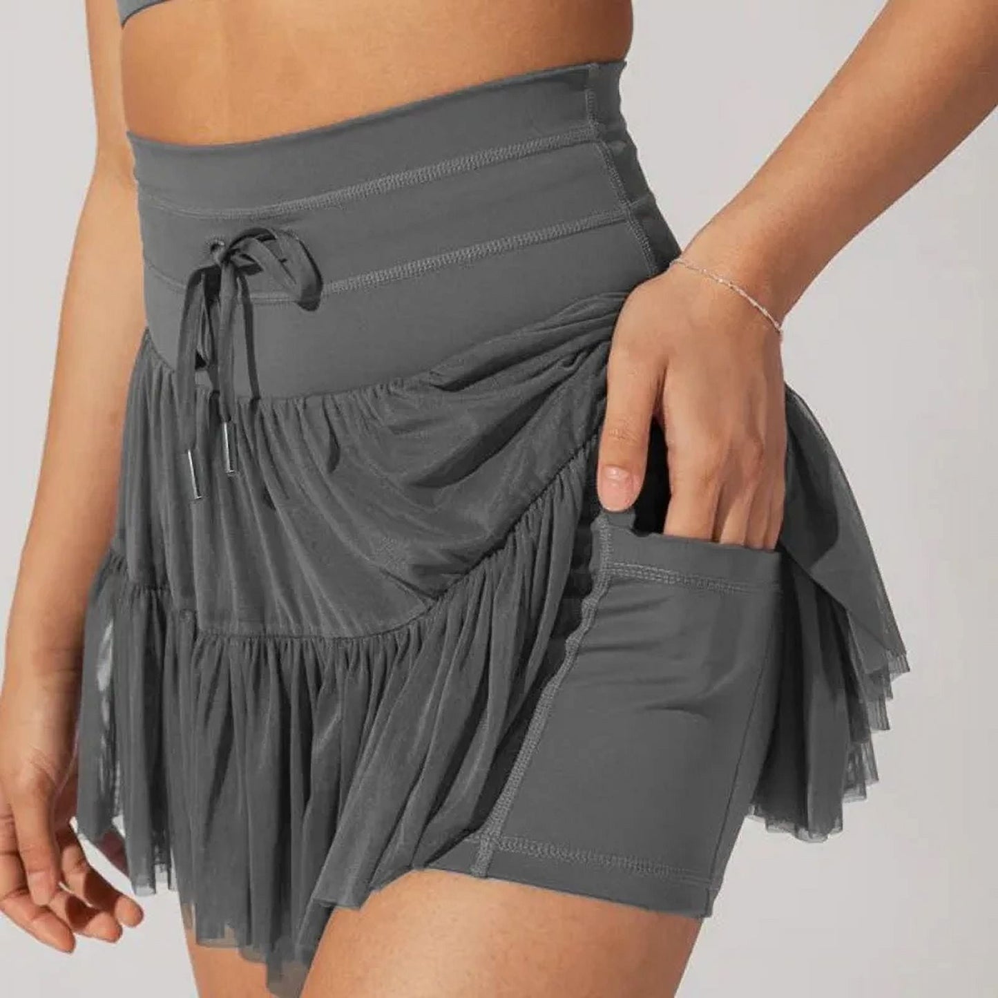 Solid Casual Short Skirt For Women 2024 Summer Fashion Y2K Women's High Waist Mesh Pleated Mini Skirt Female Street Shorts Skirt