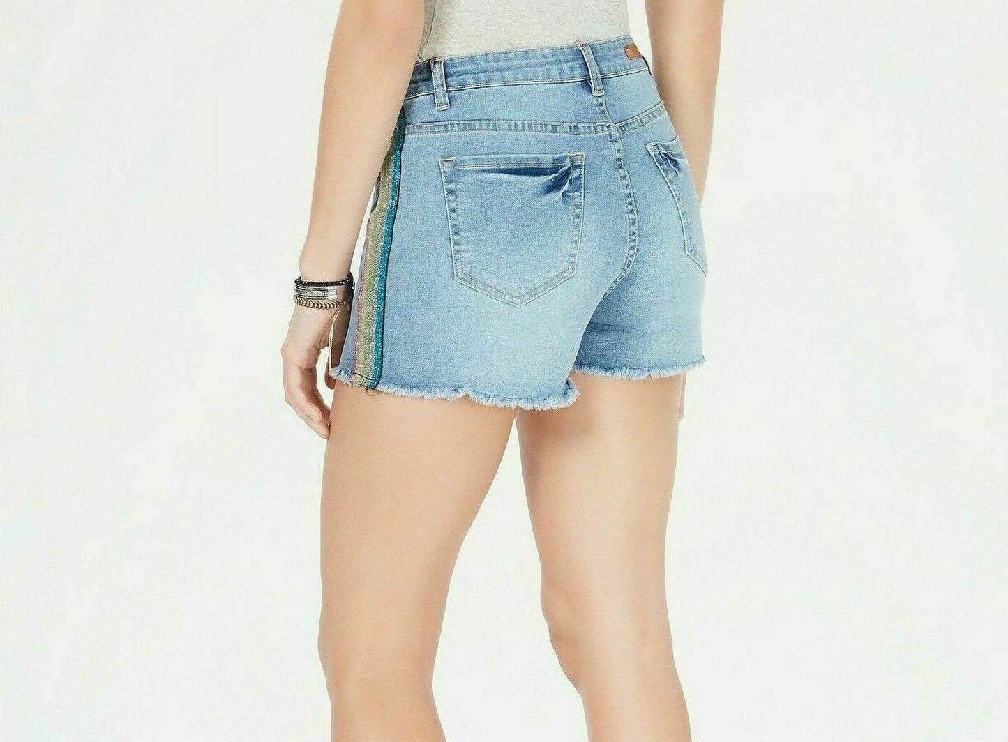 dollhouse Juniors Denim Rainbow Stripe Cutoff Shorts