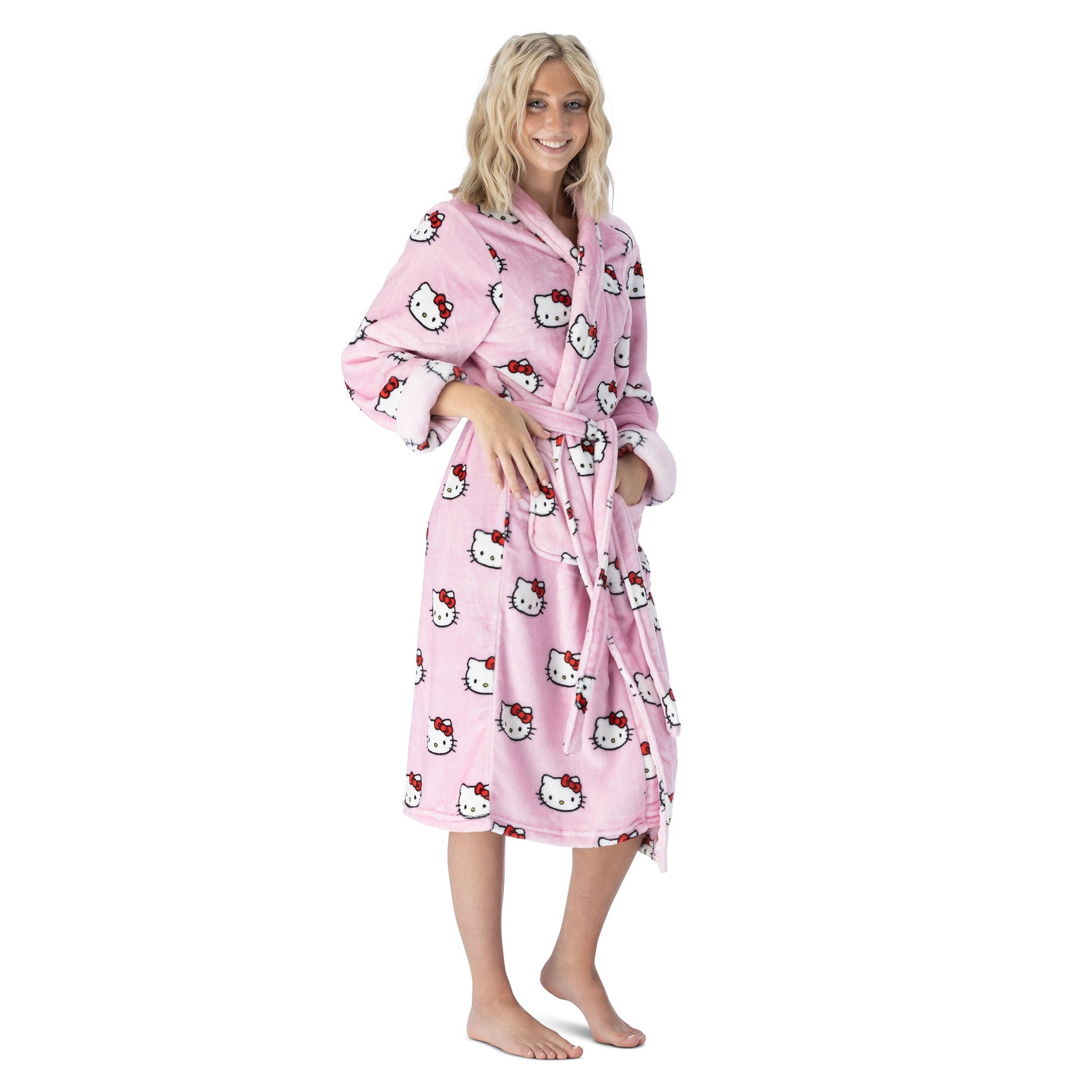 Sanrio Hello Kitty Cute All Over L/XL Women’s Silk Touch Lounge Robe 26×47 Inches