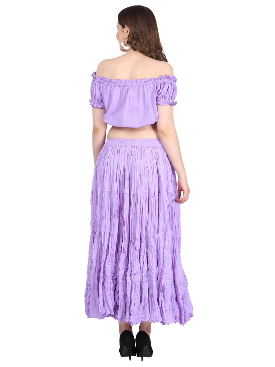 Wevez Women's American 40 Inch Cotton Tribal Skirt(Lilac)