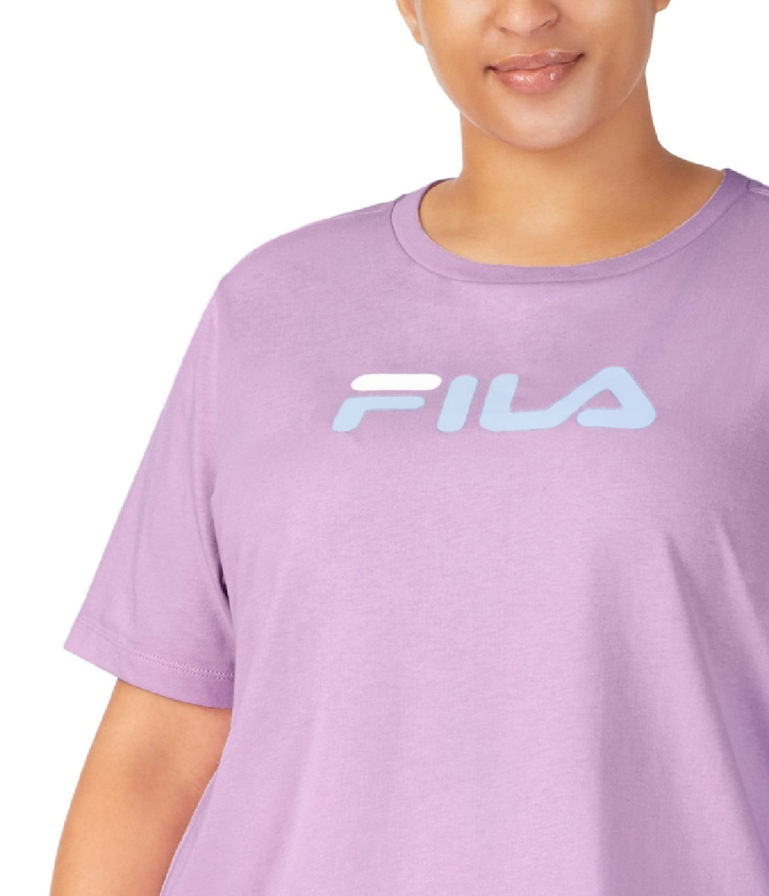 Fila Women's Thea Cotton Logo Short Sleeve T-Shirt Purple Size 1X
