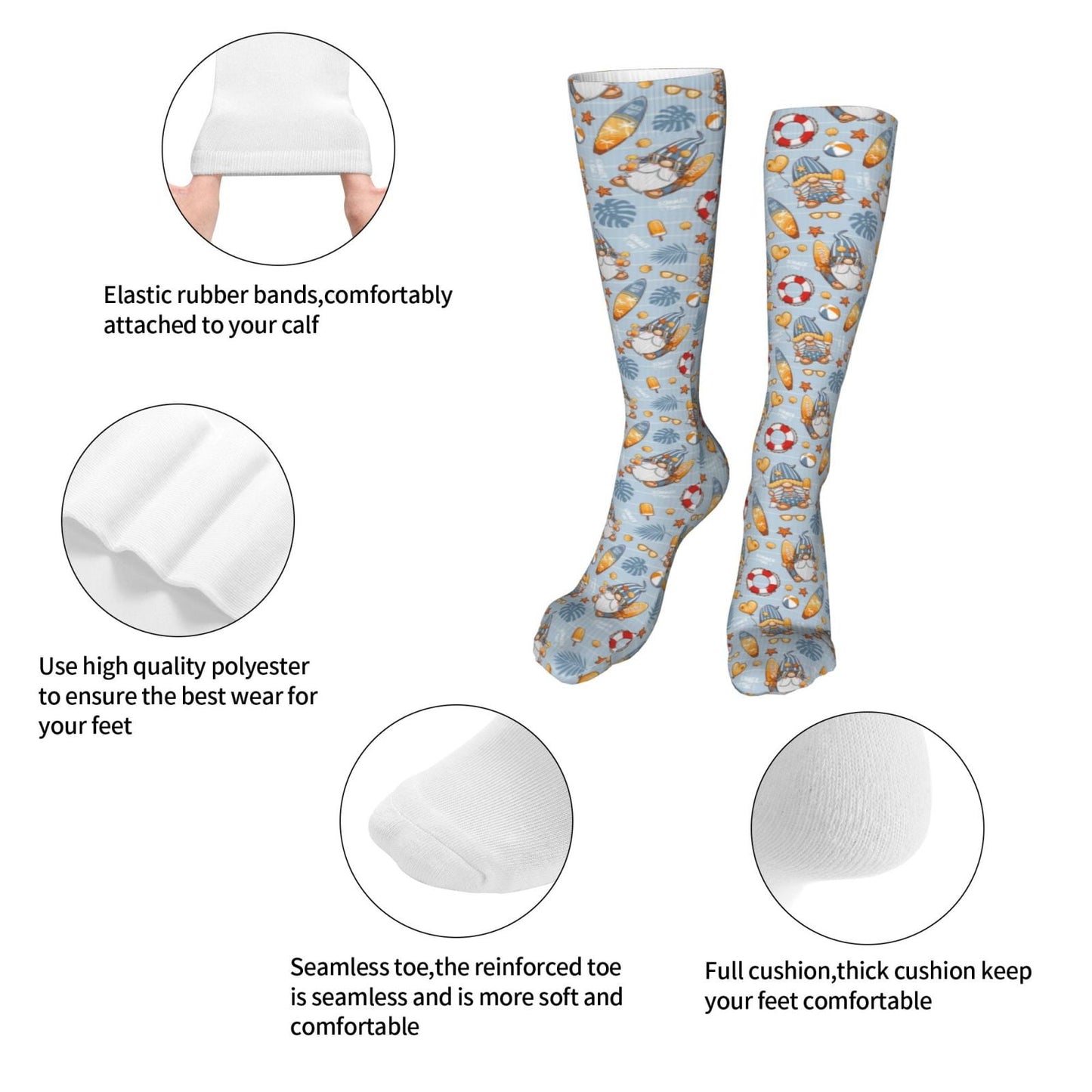 Sikiie Summer Time With Gnome High Stockings Women Thigh High Stockings Over Knee Long Stockings-One Size