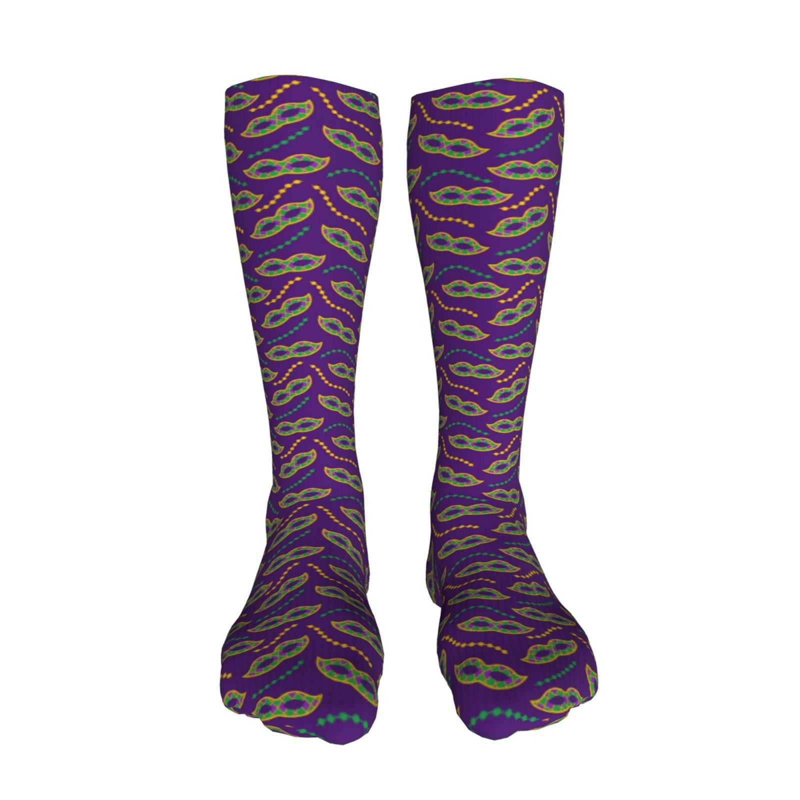 Sikiie Carnival Masks and Beads High Stockings Women Thigh High Stockings Over Knee Long Stockings-One Size