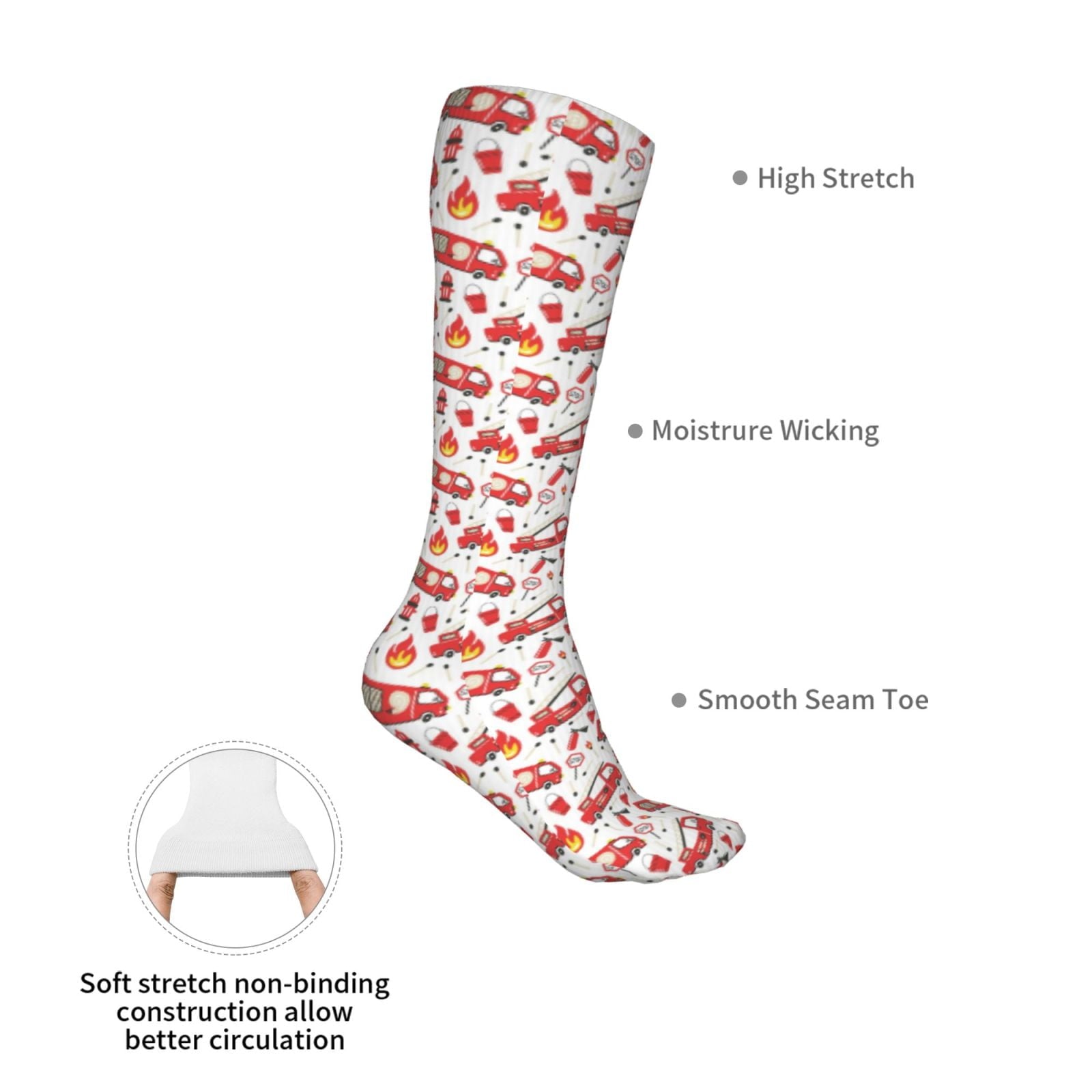 Sikiie Fire Truck High Stockings Women Thigh High Stockings Over Knee Long Stockings-One Size