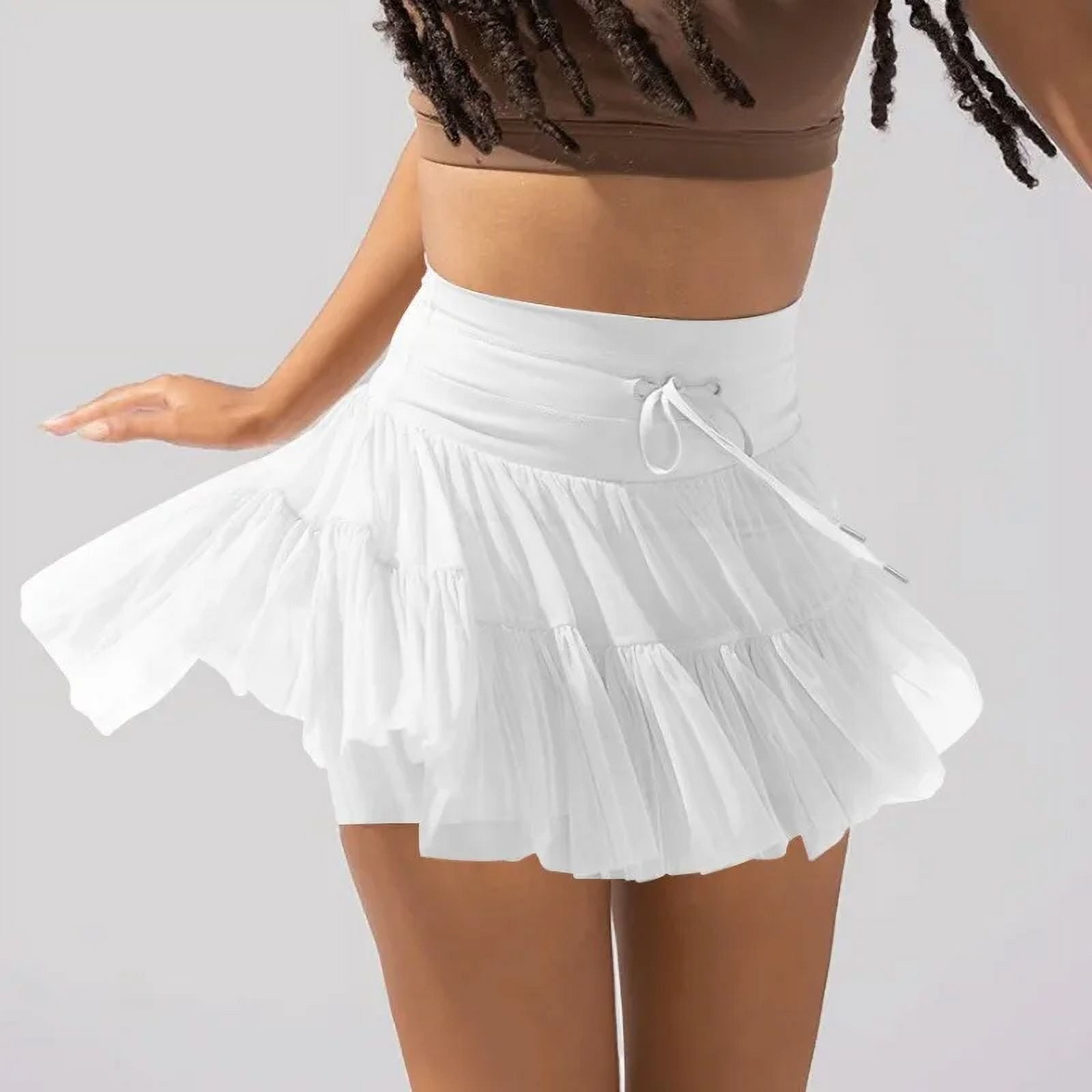Solid Casual Short Skirt For Women 2024 Summer Fashion Y2K Women's High Waist Mesh Pleated Mini Skirt Female Street Shorts Skirt