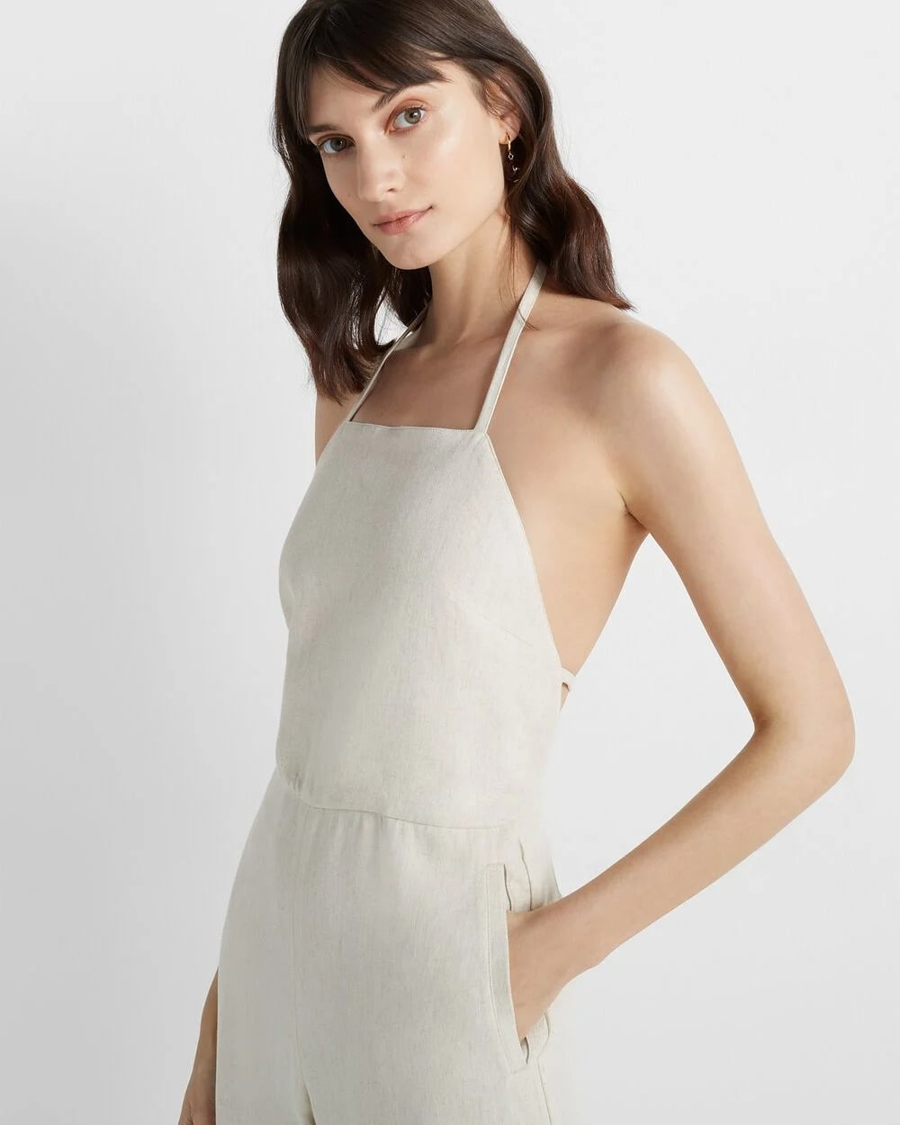 Club Monaco NATURAL Women's Backless Jumpsuit, US 12