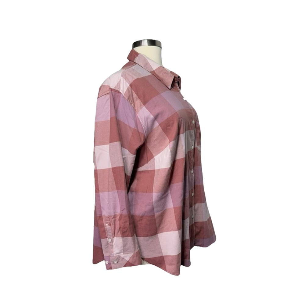 Ava Viv Women's Flannel Shirt in Blush Plaid Size 1X