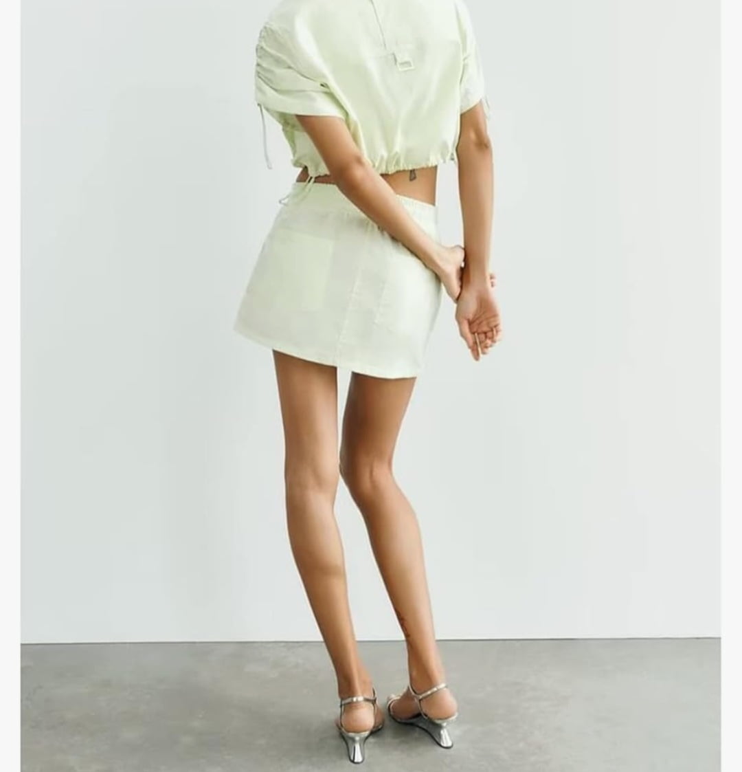 Zara Mini Cargo Drawstring Waist Summer Short Skirts with Pockets Y2K Streetwear