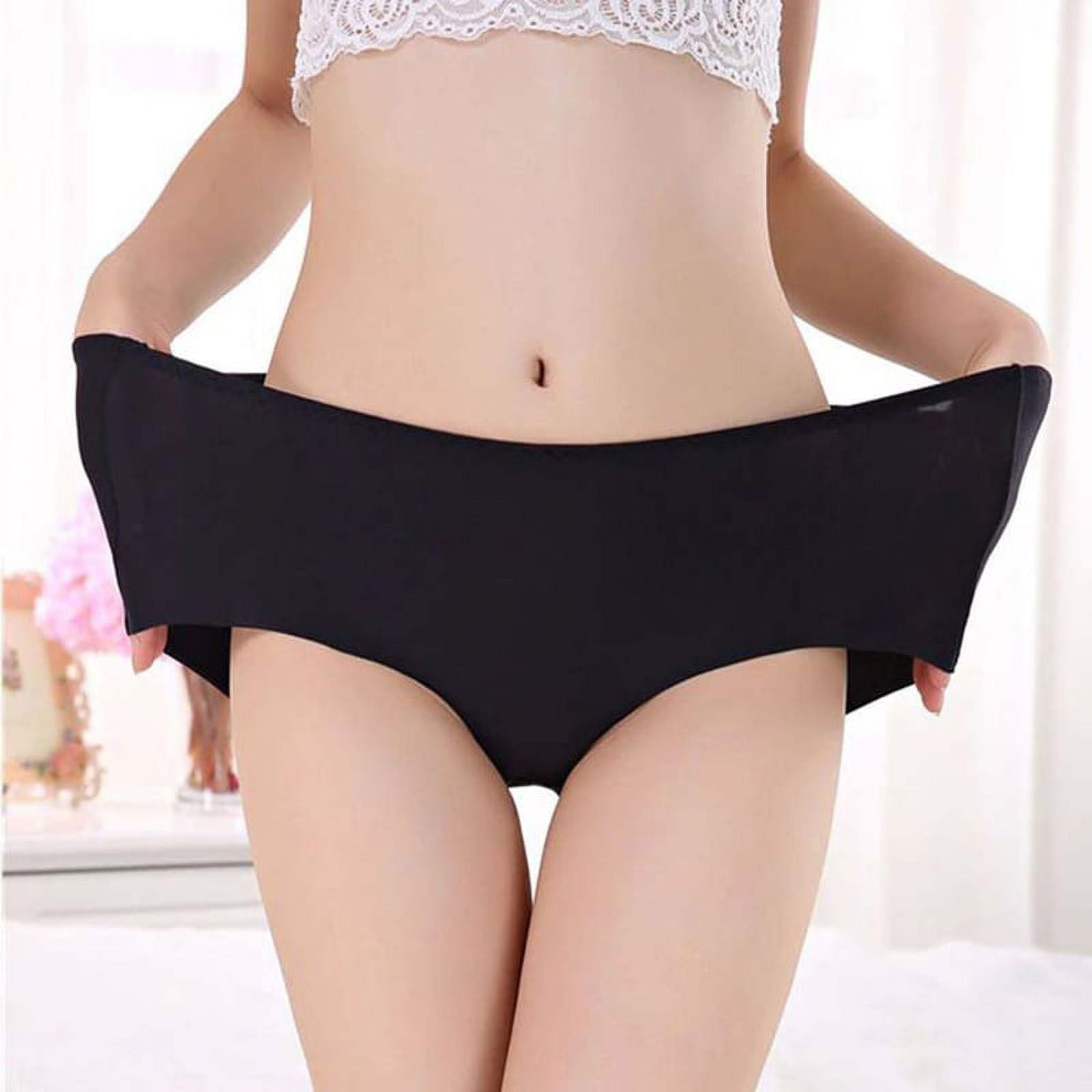 Qingsaizhen Panties,Women Plus Size Stretchy Seamless Solid Color Middle Waist Underwear Panties