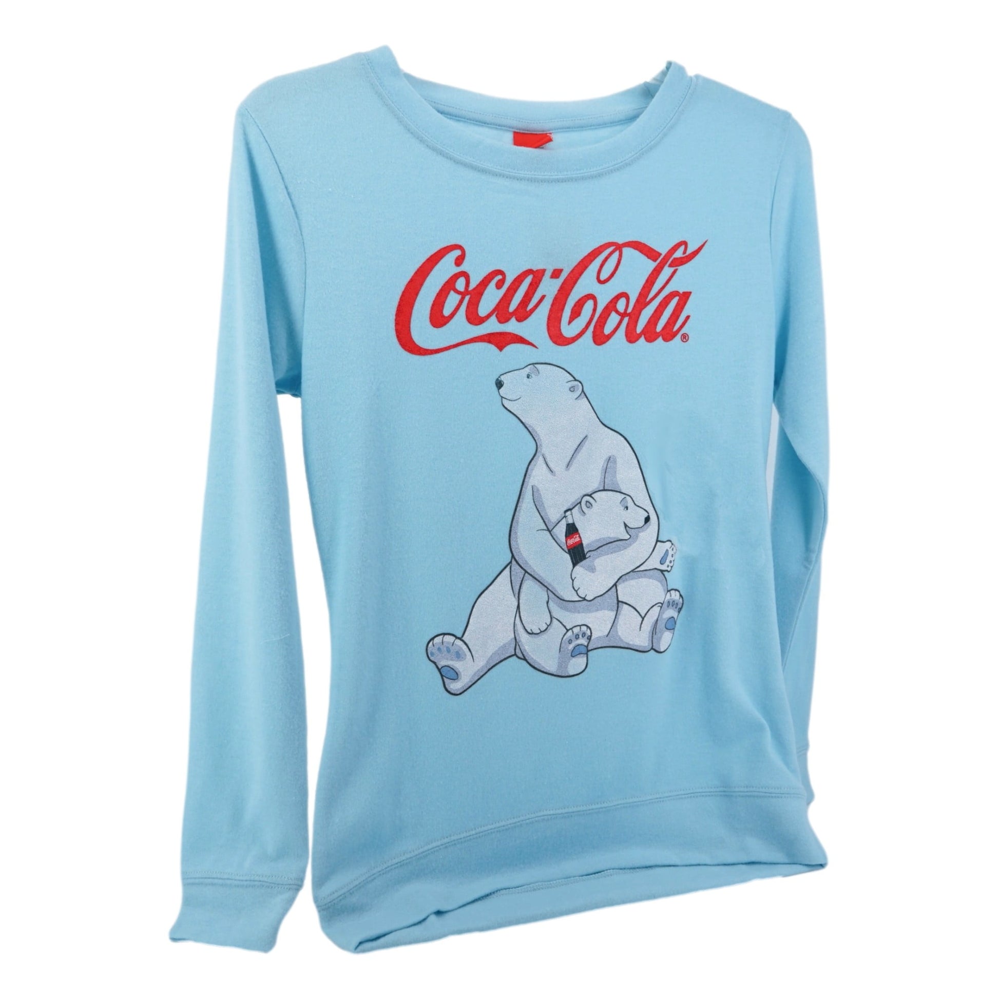 Coca-Cola Brushed Fleece Sweatshirt Women's Tunic Length XXL Crystal Blue Long Sleeve