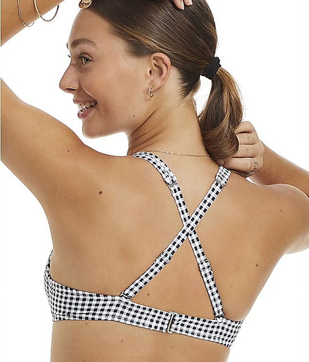 CAMIO MIO Gingham Plunge Bikini Swim Top, US Small, NWOT