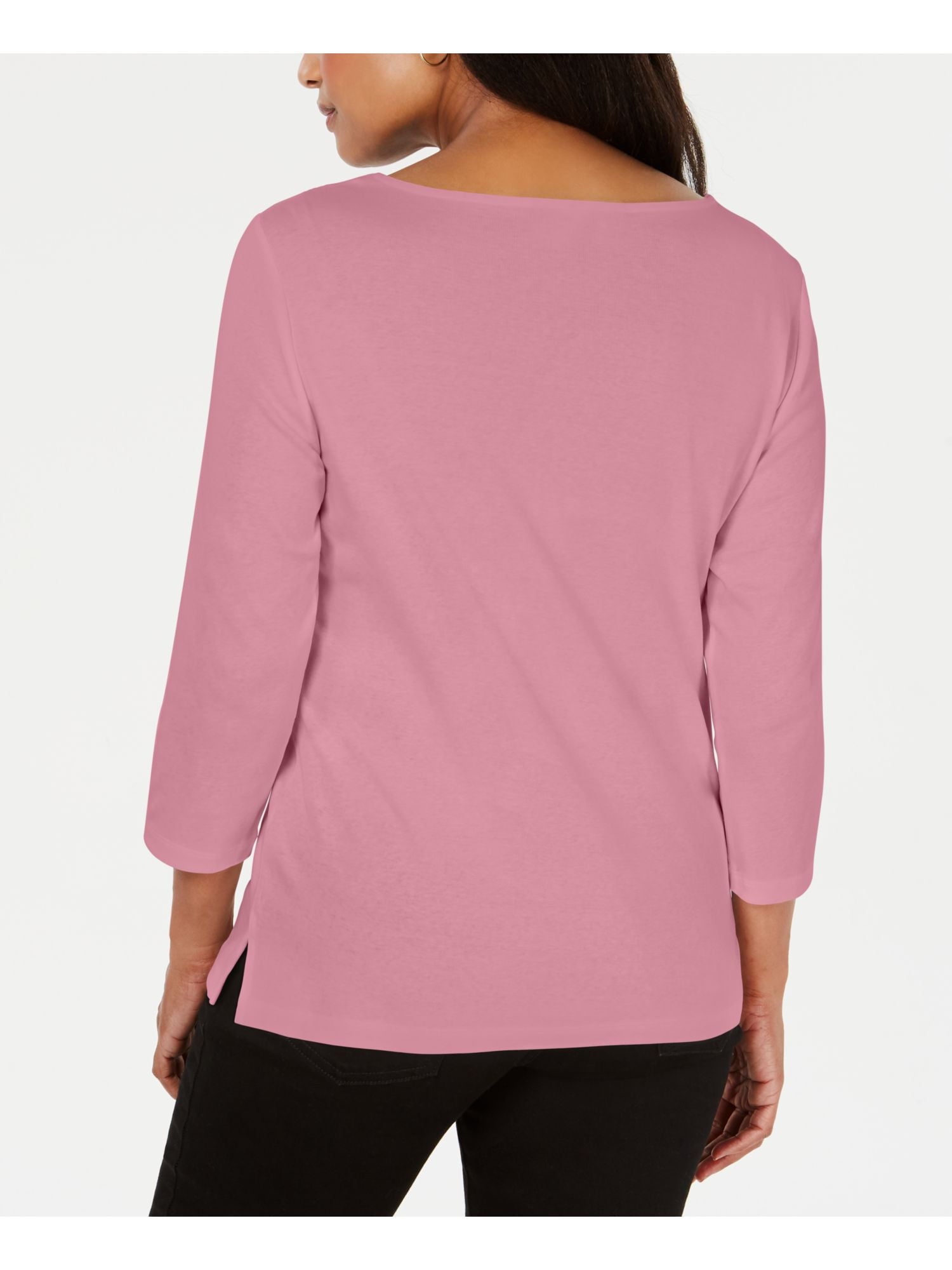 KAREN SCOTT $36 Womens New Pink Crochet Square Neck Casual Top S B+B