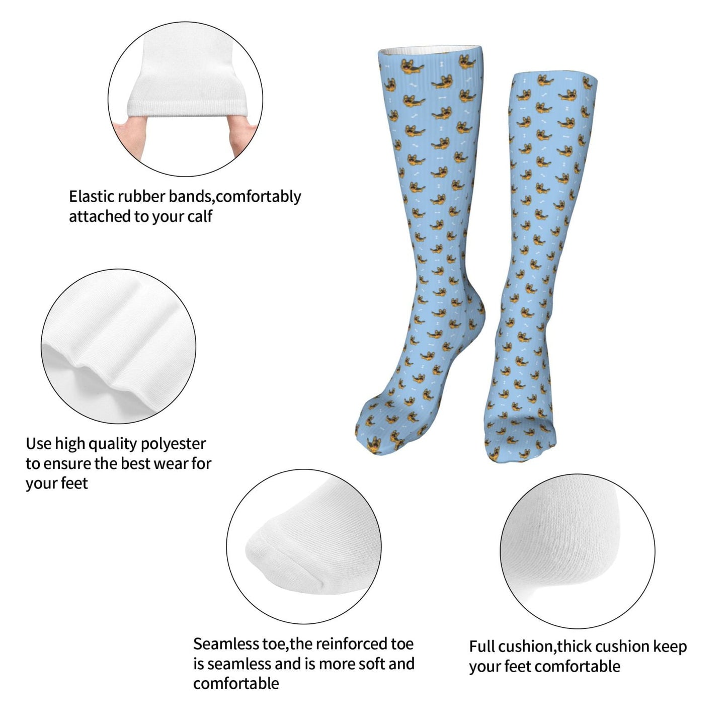 Sikiie Cute Puppy High Stockings Women Thigh High Stockings Over Knee Long Stockings-One Size