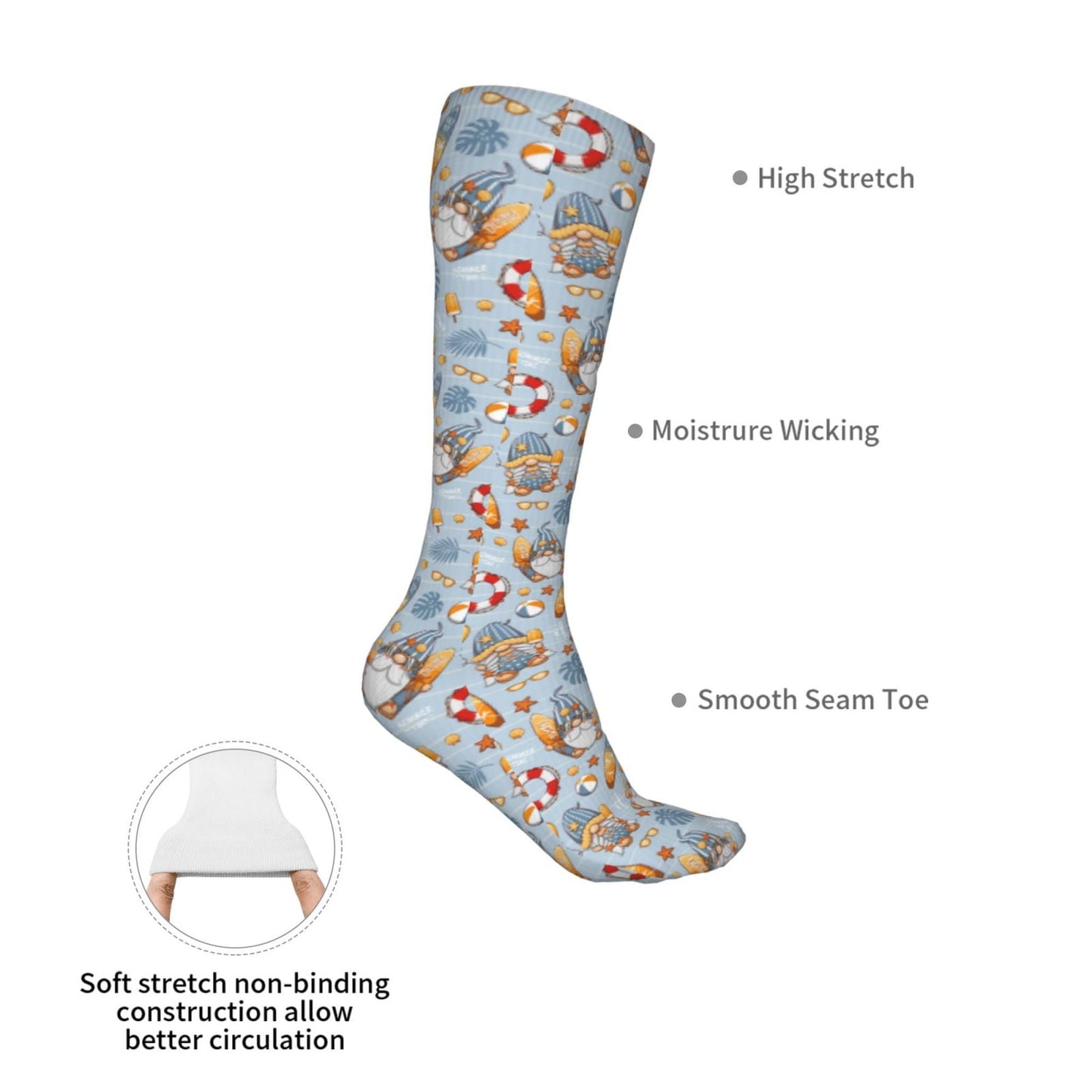 Sikiie Summer Time With Gnome High Stockings Women Thigh High Stockings Over Knee Long Stockings-One Size