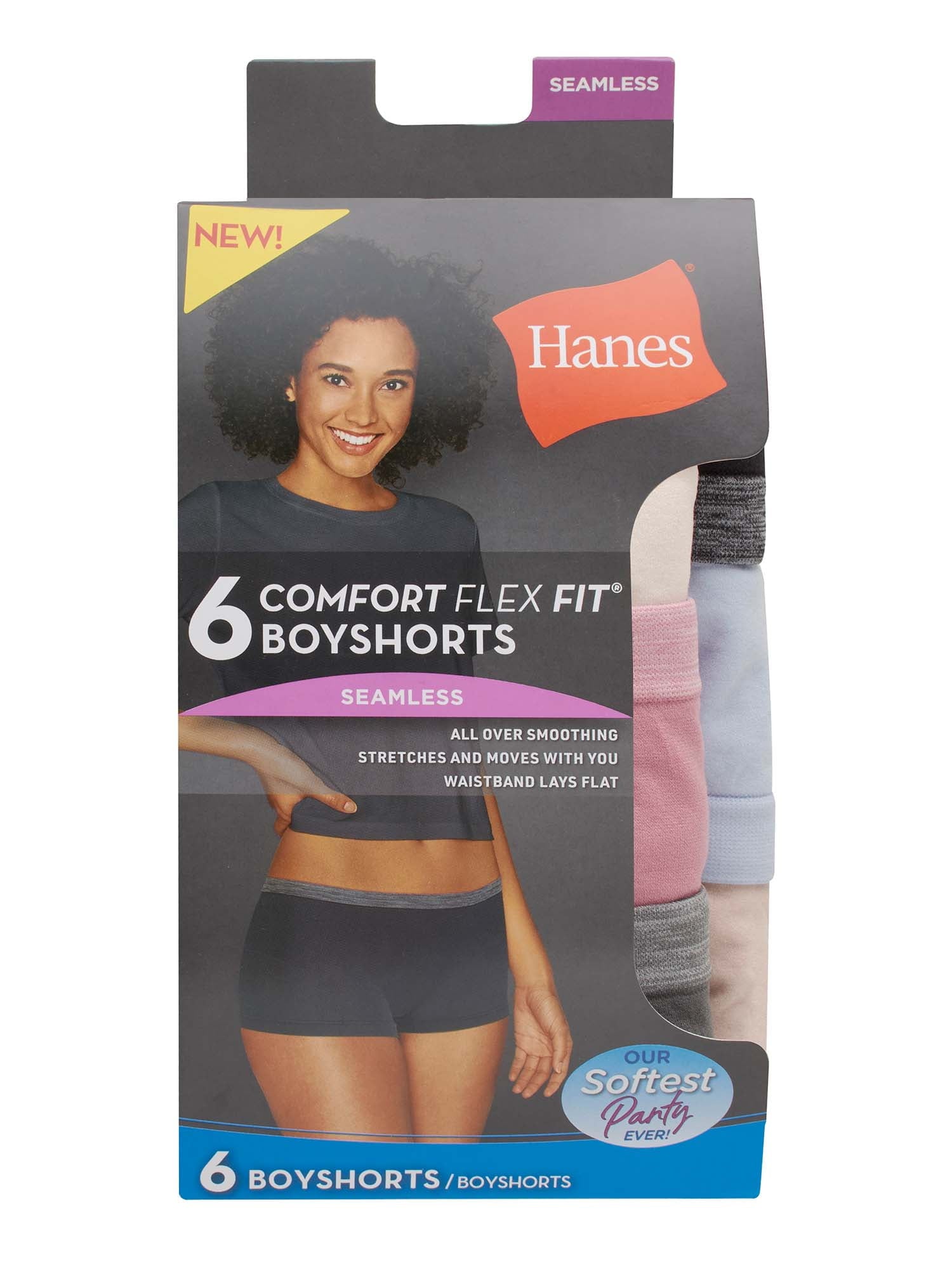Hanes Womens Underwear 6-Pack, Comfort Flex Fit Panties, Seamless Underwear for Women