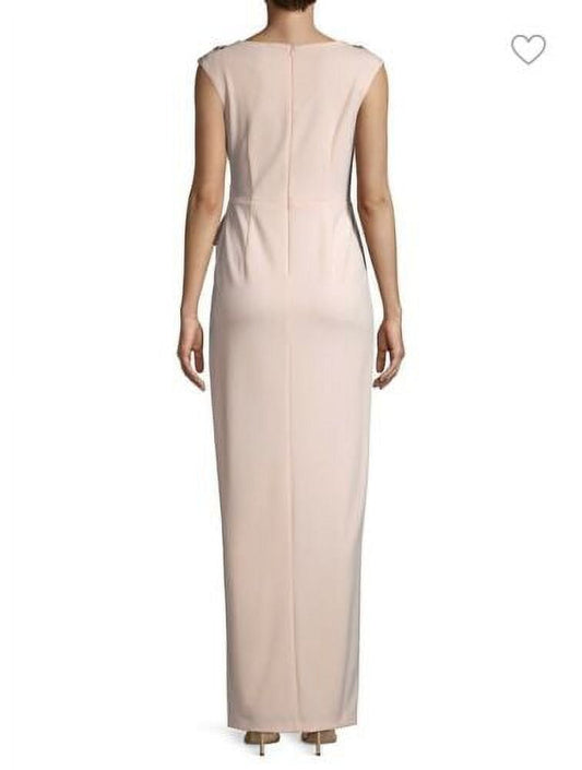 ADRIANNA PAPELL Womens Pink Embellished Sleeveless V Neck Maxi Formal Shift Dress 6