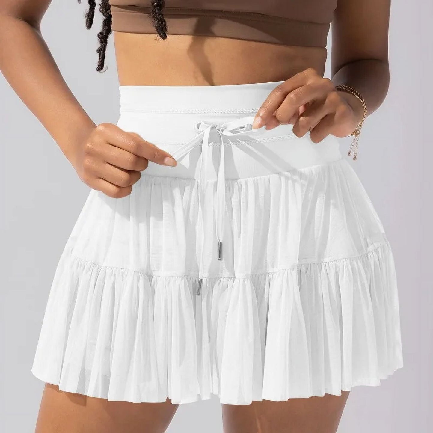 Solid Casual Short Skirt For Women 2024 Summer Fashion Y2K Women's High Waist Mesh Pleated Mini Skirt Female Street Shorts Skirt