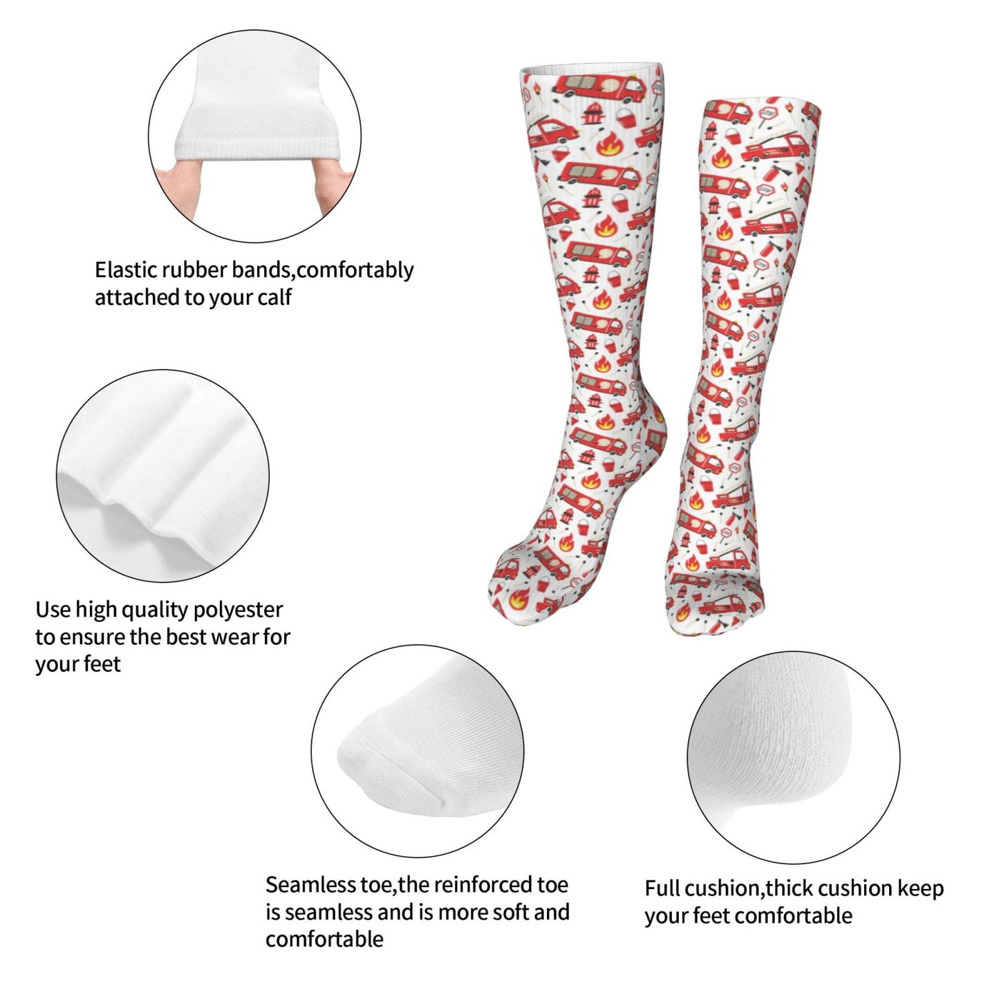 Sikiie Fire Truck High Stockings Women Thigh High Stockings Over Knee Long Stockings-One Size
