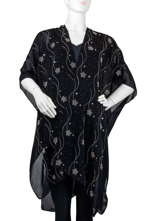AW ITEMS Falling Star Stones/Studs Kimono Blouses & Tops, Women's